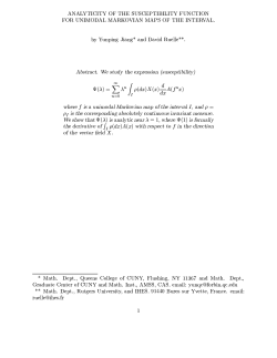 ANALYTICITY OF THE SUSCEPTIBILITY FUNCTION FOR