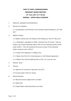PORT ST MARY COMMISSIONERS ORDINARY BOARD MEETING