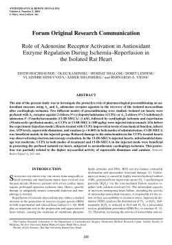 Role of Adenosine Receptor Activation in Antioxidant Enzyme