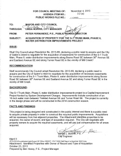 Acquisition of Property for the S-1 Trunk Main, Phase II, Water