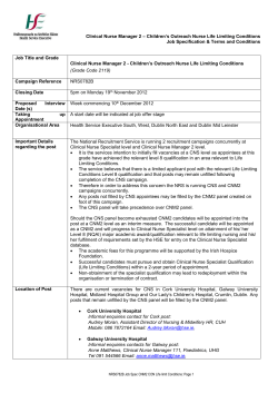 Children`s Outreach Nurse Life Limiting Conditions