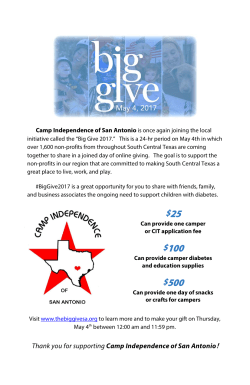 25 $100 $500 - Camp Independence, San Antonio, Texas camp for