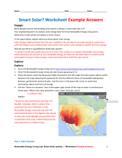 Smart Solar? Worksheet Example Answers