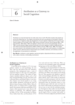 Attribution as a Gateway to Social Cognition