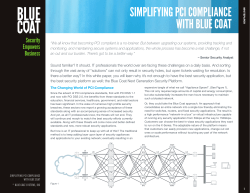 SIMPLIFYING PCI COMPLIANCE WITH BLUE COAT