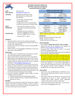 KELOWNA AQUAJETS SWIM CLUB 2015 May Long Course