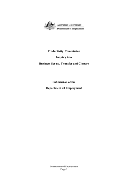 Department of Employment - Productivity Commission