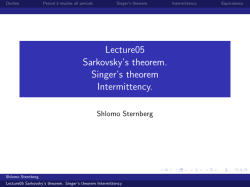 Lecture05 Sarkovsky`s theorem. Singer`s theorem Intermittency.