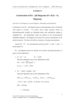 Lecture 6 Construction of Eh &ndash; pH Diagrams (Fe- H2O &ndash; O2