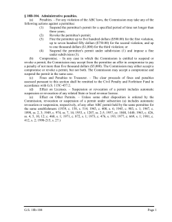 G.S. 18b-104 Page 1 &sect; 18B-104. Administrative penalties. (a