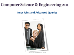 CSE 2111 Lecture-Inner Joins and Advanced Queries