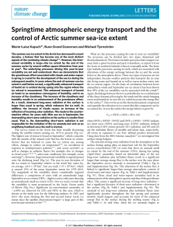 Springtime atmospheric energy transport and the control of Arctic