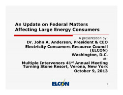 An Update on Federal Matters Affecting Large Energy Consumers