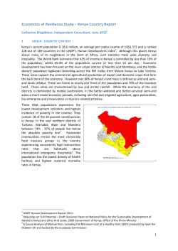 Economics of Resilience Study &ndash; Kenya Country Report