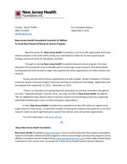 NJHF Commits Next $1 Million for Research Grants