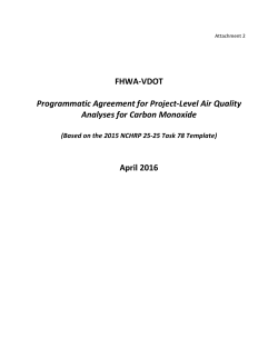 2016 FHWA-VDOT Programmatic Agreement for Project Level Air