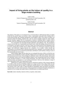 Impact Of Living Plants On The Indoor Air Quality Published Version