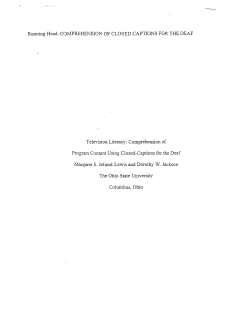 Television Literacy: Comprehension of Program Content Using