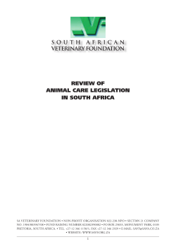 review of animal care legislation in south africa southafrican