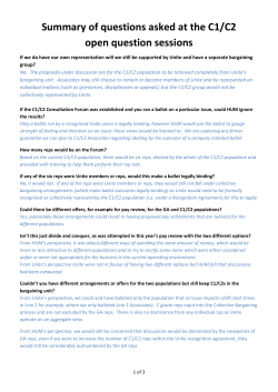 Summary of questions asked at the C1/C2 open question sessions