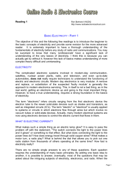 Reading 1 The objective of this and the following few readings is to