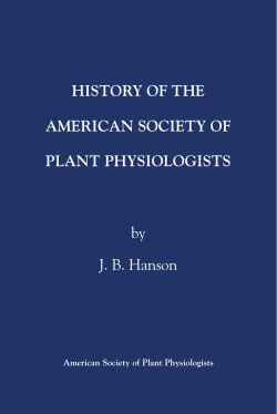 HISTORY OF THE AMERICAN SOCIETY OF PLANT