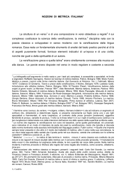 NOZIONI DI METRICA ITALIANA La struttura di un verso1 e di una