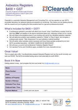 Asbestos Registers $400 + GST - Clearsafe Environmental Solutions