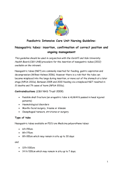 Nasogastric tubes: insertion, confirmation of correct