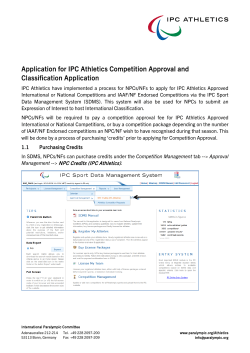 Application for IPC Athletics Competition Approval and Classification