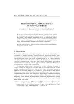 MOTOR CONTROL: NEURAL MODELS AND SYSTEMS THEORY 1