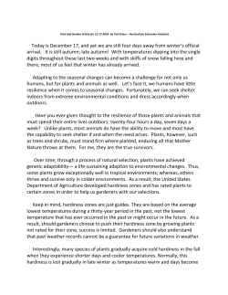 Hardiness Zones for Plants