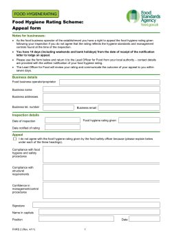 Food hygiene rating scheme appeal form now