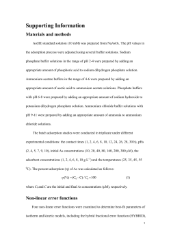 Adsorption isotherms of arsenic on the functionalized diatom