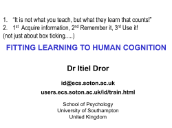 Dr Itiel Dror FITTING LEARNING TO HUMAN COGNITION