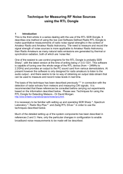 RTL Dongle measuring Noise Signals 2015