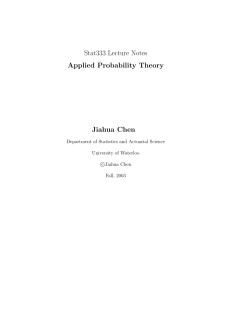 Stat333 Lecture Notes Applied Probability Theory Jiahua