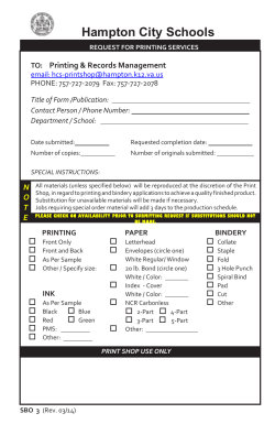 Hampton City Schools REQUEST FOR PRINTING SERVICES TO