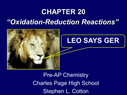 Chapter 20 Oxidation-Reduction Reactions