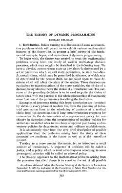 the theory of dynamic programming