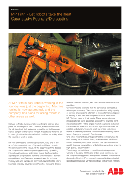 MP Filtri - Let robots take the heat Case study: Foundry/Die casting