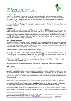 NSW Organic Pioneer Awards Entry Form