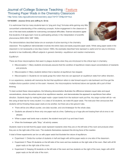 Establishing Equilibrium