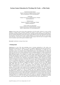 Serious Games Education for Working Life Needs – a Pilot Study