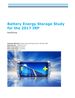Battery Energy Storage Study for the 2017 Integrated