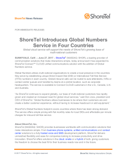 ShoreTel Introduces Global Numbers Service in Four Countries