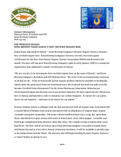 kona brews hawaii`s first certified organic beer!