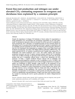 Forest fine-root production and nitrogen use under elevated CO2