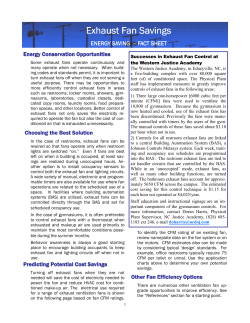 Energy Saving Fact Sheet Exhaust Fans