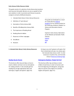 1 Early Literacy Online Resource Guide This guide consists of a